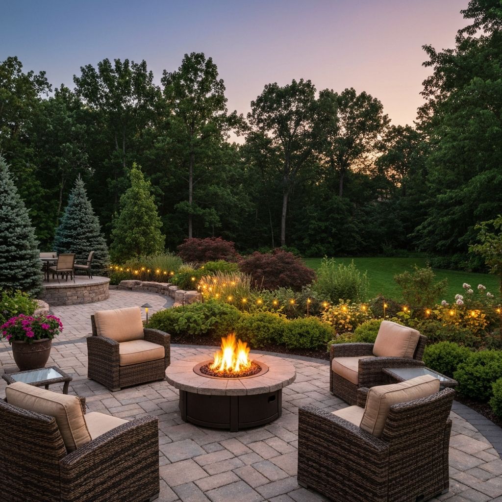 Stone patio with fire pit
